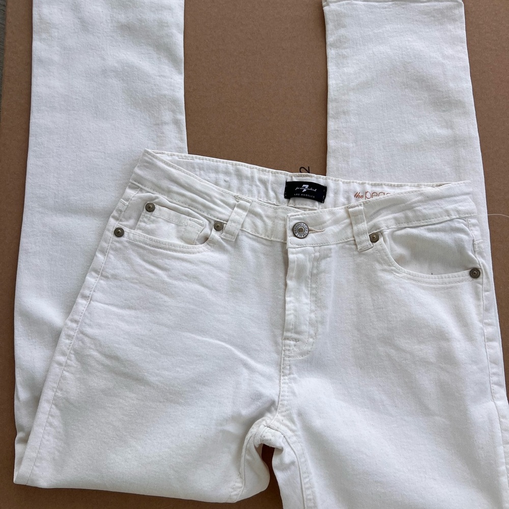 7 For All Mankind Girls "The Peggie" Ivory Tapered Jeans - Size 14